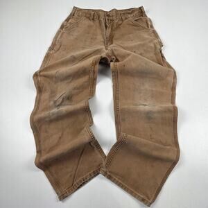 Carhartt Pants Mens 33x36 Brown B11‎ Duck Dungaree Loose Fit Work Carpenter